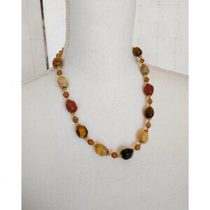 Vintage 90s Natural Stone Necklace Beaded Fashion Jewelry Y2K Coastal Grandma